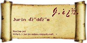 Jurin Ádám névjegykártya